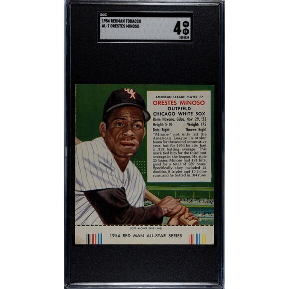 Vintage 1954 Redman Tobacco AL-7 Orestes Minoso  Graded SGC 4 - Picture 1 of 2